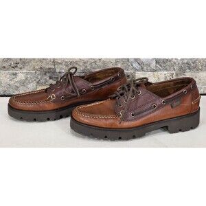 G.H. Bass Men's Ranger Camp Moc Super Lug Sole Leather Loafer Shoe Brown 8.5 D
